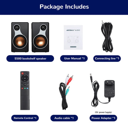 Bluetooth Bookshelf Speakers – Draadloze Speakers – Boekenplank Speakers – Compacte Speakers – 120W Vermogen – Houten Behuizing - QUORE