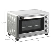 Mini Electric Oven - Microwaves - Oven - 32L - 1600W - Compact Kitchen Oven - Adjustable Temperature - Timer - Pizza - Bread and More - Durable - Safe - Silver