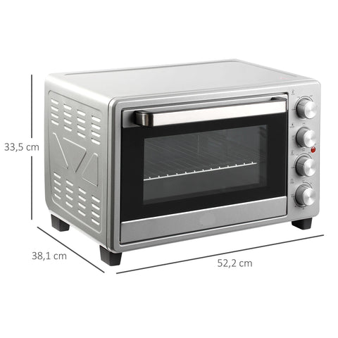 Mini Electric Oven - Microwaves - Oven - 32L - 1600W - Compact Kitchen Oven - Adjustable Temperature - Timer - Pizza - Bread and More - Durable - Safe - Silver