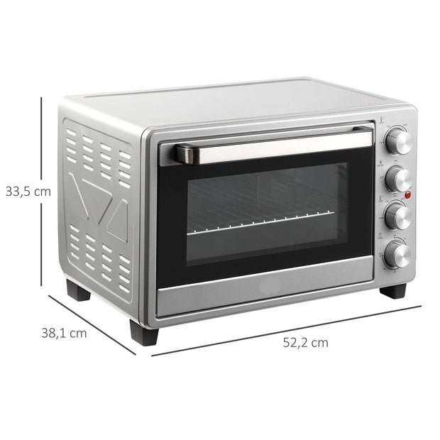 Mini Electric Oven - Microwaves - Oven - 32L - 1600W - Compact Kitchen Oven - Adjustable Temperature - Timer - Pizza - Bread and More - Durable - Safe - Silver