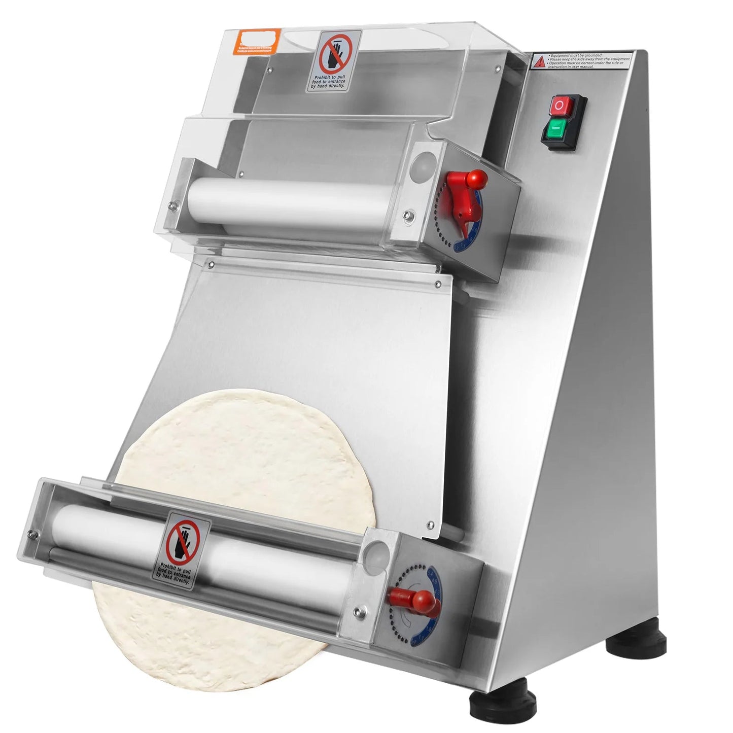 Pizza Deegroller – Elektrische Deegroller – Pizzaroller – Pizzadeeg Uitroller – Instelbare Dikte 1-5,5 Mm – RVS En Voedselveilige Kunststof - 390W 400 mm - QUORE