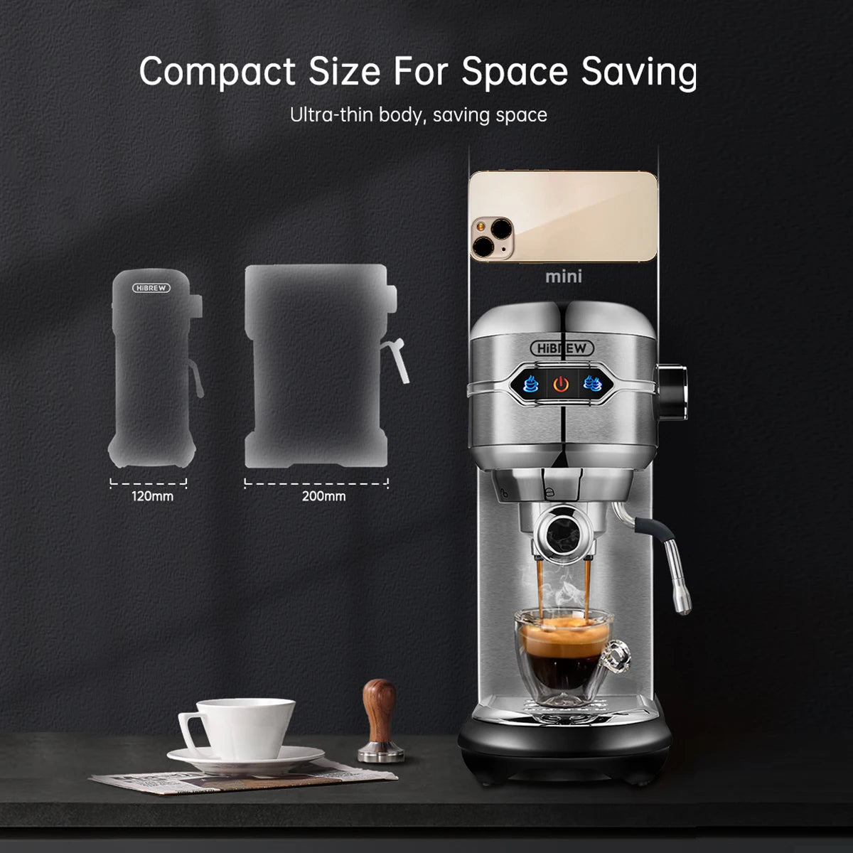 HiBREW Espressomachine Handmatig - Espresso Maker - Espressomachine Met Koffiebonen - Praktisch - Stijlvol - QUORE