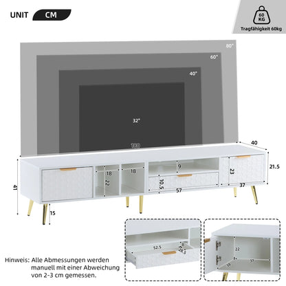 TV-meubel – Tv-kast – Entertainmentmeubel – Lowboard – Tv-standaard – Hoogglans Wit – Grote Opbergruimte – Geschikt Voor Televisies Tot 80 Inch