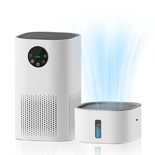 Luchtreiniger - met Luchtbevochtiger - 2-in-1 - HEPA H13 Filter - Allergieën - Huisdierenhaar - en Rook - Stil en Efficiënt - Geschikt voor Slaapkamer en Woonruimte - met Een Bevochtigercomponent - QUORE