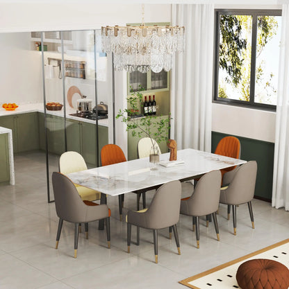 Eettafel – Dinertafel – Keukentafel – Uitschuiftafel – Tafel – Glanzend Jade Sintered Stone – Uitschuifbaar 180 cm – Stevig Metalen Onderstel - QUORE