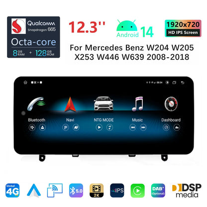 Autoradio – Multimedia Speler – Touchscreen Radio – Navigatiesysteem – 1-DIN Auto Stereo – 12.3 Inch Scherm – Android 14 – Draadloze CarPlay