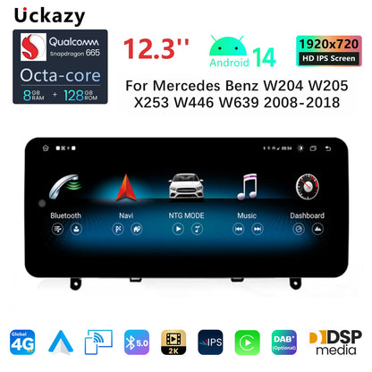 12,3 inch Android 14 Multimedia Speler – Auto Navigatiesysteem – Touchscreen Headunit – Infotainmentsysteem – CarPlay Systeem – Draadloze CarPlay – 6GB RAM & 128GB Opslag