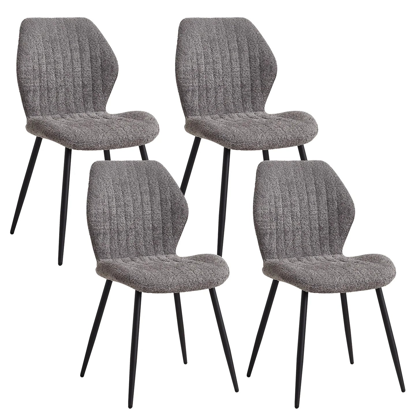 Eetkamerstoelen – Stoel Set – Keukenstoel – Bistrostoel – Stoel Met Stof – Grijs – Hoogwaardige Linnen Bekleding – Stabiel Metalen Onderstel