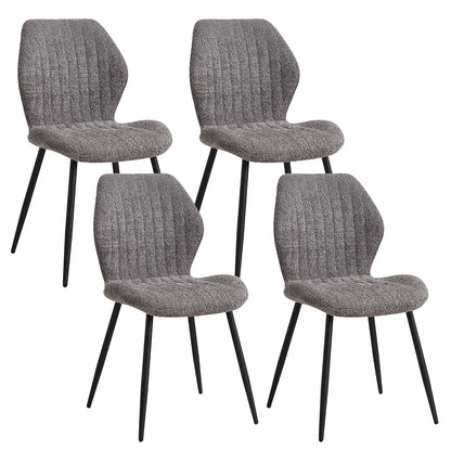 Eetkamerstoelen – Stoel Set – Keukenstoel – Bistrostoel – Stoel Met Stof – Grijs – Hoogwaardige Linnen Bekleding – Stabiel Metalen Onderstel