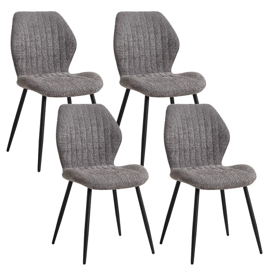 Eetkamerstoelen – Stoel Set – Keukenstoel – Bistrostoel – Stoel Met Stof – Grijs – Hoogwaardige Linnen Bekleding – Stabiel Metalen Onderstel