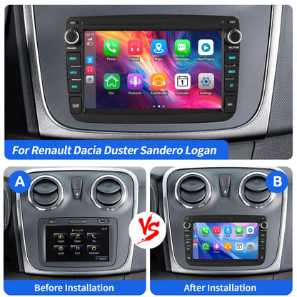 ESSGOO Android 15 Car Radio Carplay 4+64G For Renault Dacia Duster Sandero Logan Car Multimedia Player GPS WiFi RDS