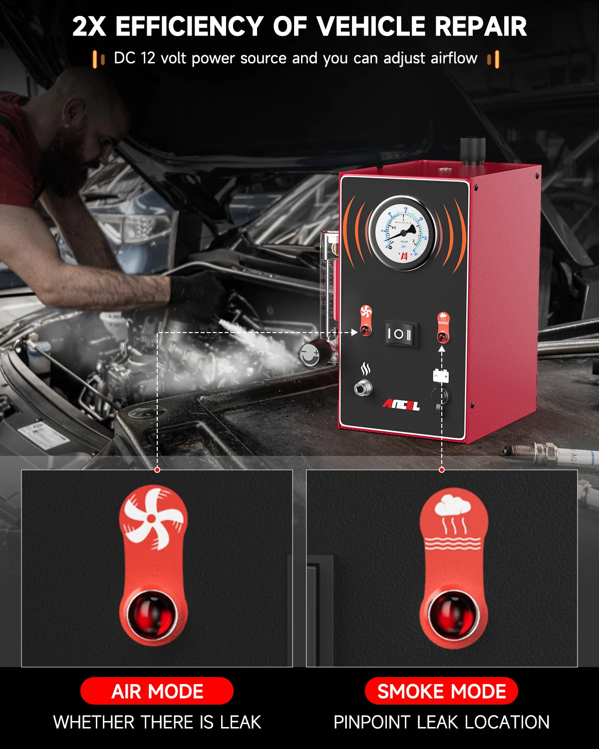 ANCEL S300 Car Smoke Leak Detector EVAP Pipe Smoking Generator Pipe Leakage Analyzer Tester EVAP System Diagnostic Tools