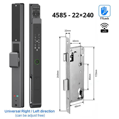 Deurslot – Slim Deurslot – Elektronisch Slot – Smart Lock – Deurklink Met Vingerafdruk – 11 Ingangsmethoden – Oplaadbare Batterij - 4585 - 22x240 - QUORE