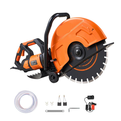 Elektrische Betonzaag - Betonfrees - Steenzaagmachine - Muurfrees - Zaagmachine - Steenzaag - 16 Inch Cirkelzaag - 6 Inch Zaagdiepte - Waterkoeling - Voor Beton - Steen en Baksteen - 3600RPM - 3200W - Oranje