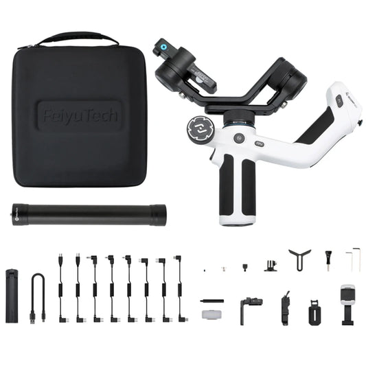 Gimbal Smartphone - Stabilisator voor Smartphone & Camera - Gimbal voor Smartphone & Camera - 360° - Kantelhoek +170°~-45° - 3-Axis - Handheld spiegelloos - met AI-tracker Magnetic Fill - Zwart/Wit Kit - QUORE