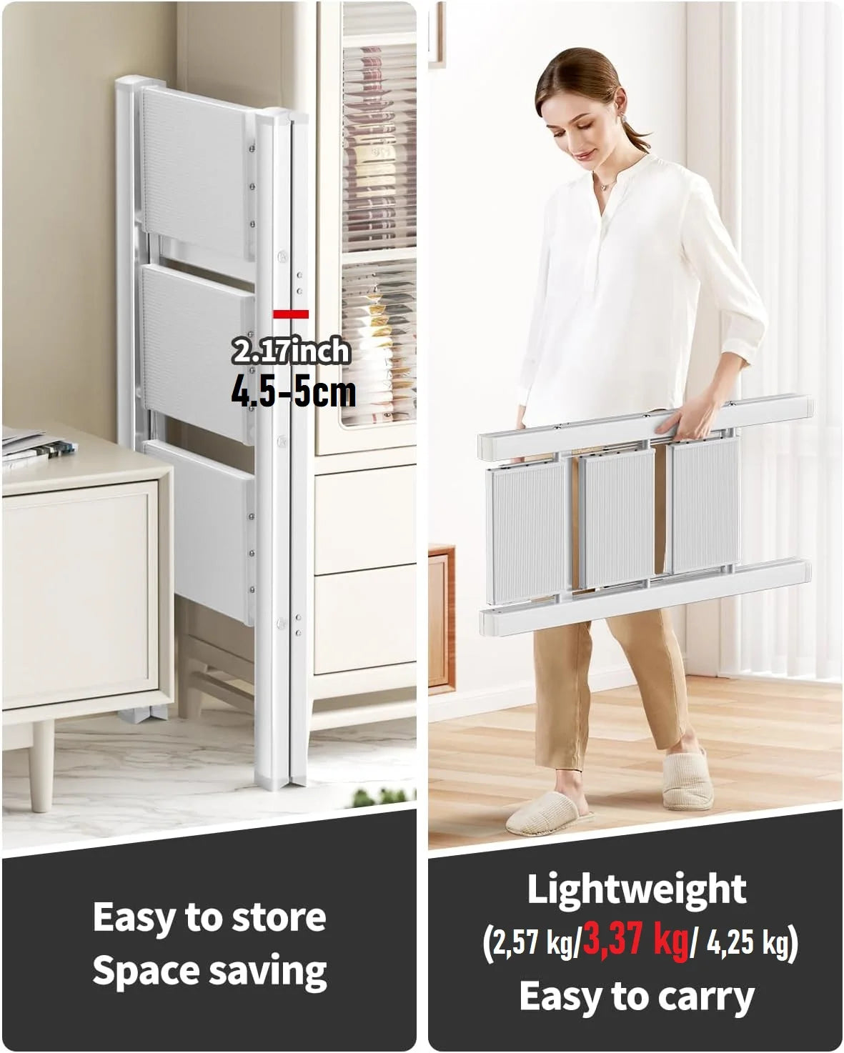 Trap - Huishoudtrap - Keukentrap - Ladder - 4-Treden Opvouwbare Aluminium Trap – Lichtgewicht Ladder met Brede Antislip Treden (101 cm)
