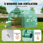 Greenhouse - Greenhouse Growing House - Conservatory - Garden Greenhouses - Tunnel Greenhouse - 15x7x7 ft - Tunnel Greenhouse - with Steel Frame Green PE Tarpaulin Roll-up Zipper Door - Green