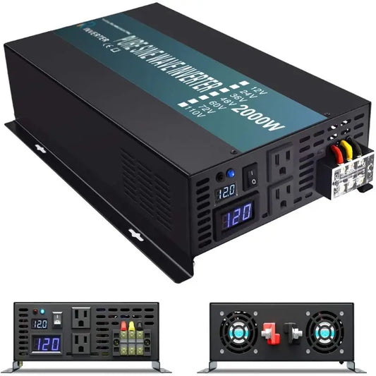 Omvormer – Spanningsomvormer – 12V Naar 230V – Stroomomzetter – Sinusgolf – Krachtige Koeling – Betrouwbare Bescherming - QUORE