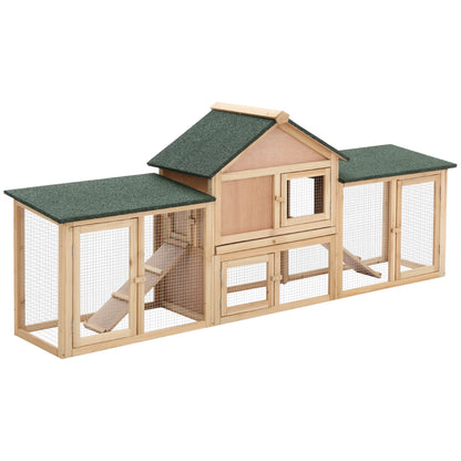 PawHut outdoor hutch for 2-4 rabbits with asphalt roof tray