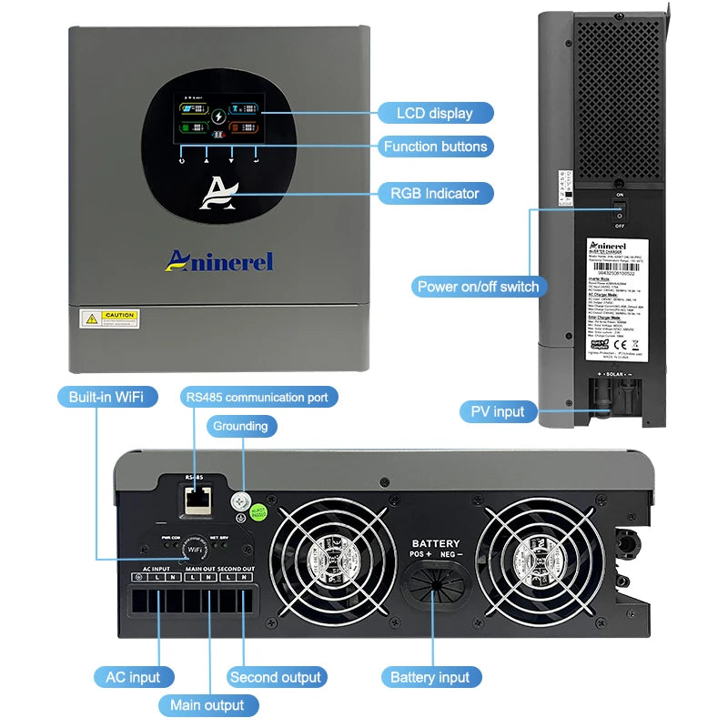 Hybride Solar Inverter – Zonne-omvormer – Omvormer – PV Inverter – 6,2 kW 48V Variant – Dual Output – Geavanceerde MPPT 120A