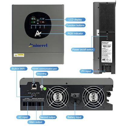 Hybride Solar Inverter – Zonne-omvormer – Omvormer – PV Inverter – 6,2 kW 48V Variant – Dual Output – Geavanceerde MPPT 120A