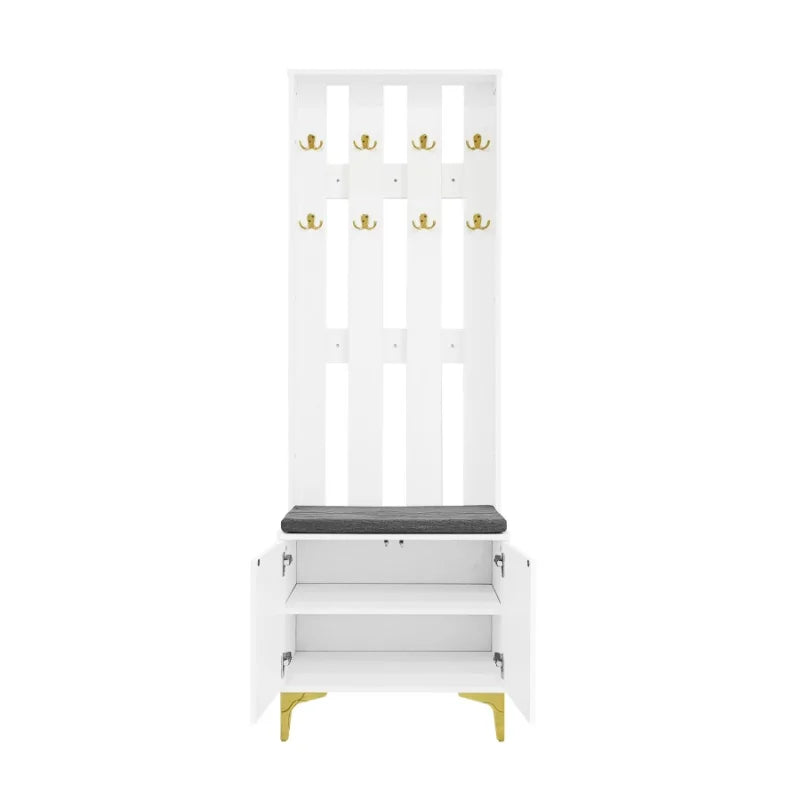 Kapstok – Halrek – Jassenhouder – Opberger – Moderne Deuren – Push-To-Open Systeem – Verstelbare Legplanken - 60.5 × 180.5 × 35.2 cm - Wit