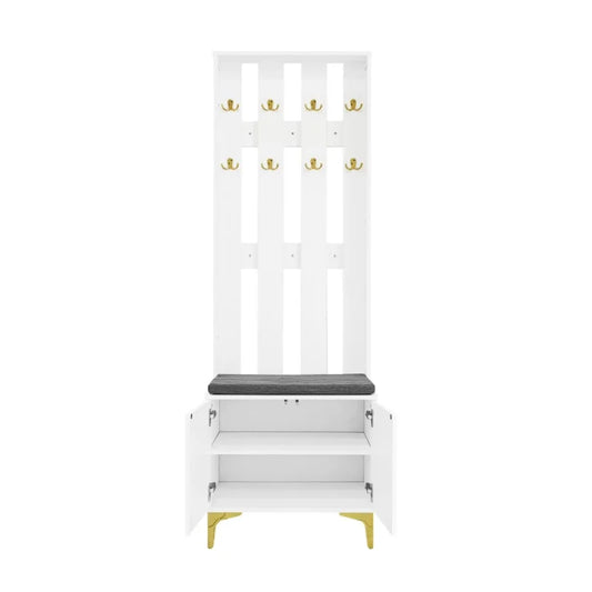 Kapstok – Halrek – Jassenhouder – Opberger – Moderne Deuren – Push-To-Open Systeem – Verstelbare Legplanken - 60.5 × 180.5 × 35.2 cm - Wit