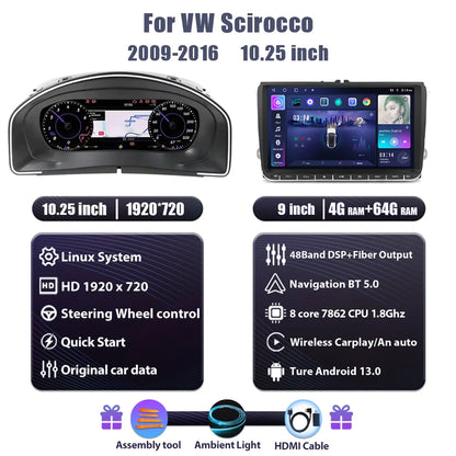 Digitaal Dashboard – Instrumentenpaneel – LCD Display – Cockpit Paneel – Multimedia Navigatie – 10,25 Inch HD IPS Scherm – Plug & Play Installatie