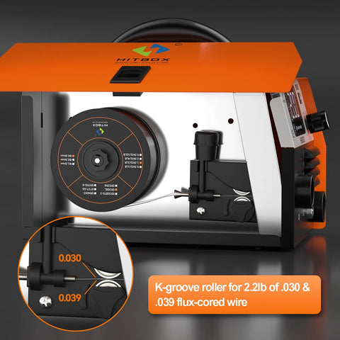 Hitbox - Lasmachine - Elektrische lasmachine - Halfautomatische lasmachine - Non Gas - 3 in 1 - MIG/LIFT TIG/MMA Inverter Welder - Synergy Tool Voor Gasloos Solderen - Oranje