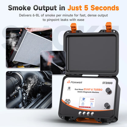 Auto Rooksysteem Tester – Rookmachine – Lekdetectie – Rookgenerator – Rooktester – Dubbele Testmodi – 4-Inch Kleurendisplay