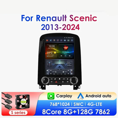 9,7 inch Android 13 Autoradio – Multimedia Speler – GPS Navigatie – Carplay Systeem – 4G-Internet – Tesla Style – 2DIN – Geschikt voor Renault Scenic 2013-2024 – Snelle 6-Core Processor – IPS Touchscreen