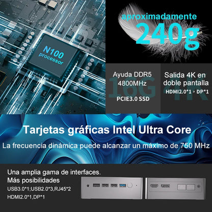MicroData - Computer - Gaming PC -Mini Desktop- PC - Mini PC - N100 - Intel 12th generation - 8GB 256GB