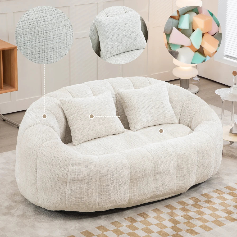 Zitzak Lazy Sofa – Zitzak Fauteuil – Lounger – Bean Bag Stoel – Relaxstoel – Hoogwaardige Chenille Bekleding – Ergonomische Hoge Rugleuning – Beige - QUORE