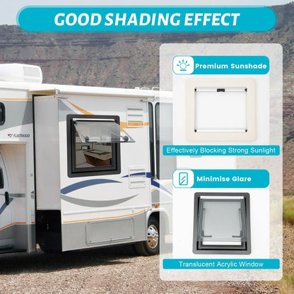 Ventilatieraam Caravan – Ventilatieraam Camper – Ventilatierooster Ramen – Insectenhor – Aluminium Ventilatieraam – Maximaal 70° Openbaar – Duurzaam Aluminiumframe - Zwart