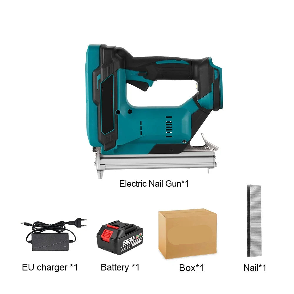Tacker - Spijkerpistool - Accu Nietmachine - Elektrisch Nietpistool - Brushless - met 2 Snelheden – Inclusief 1 Accu + EU Oplader – Voor 21V/18V Batterijen