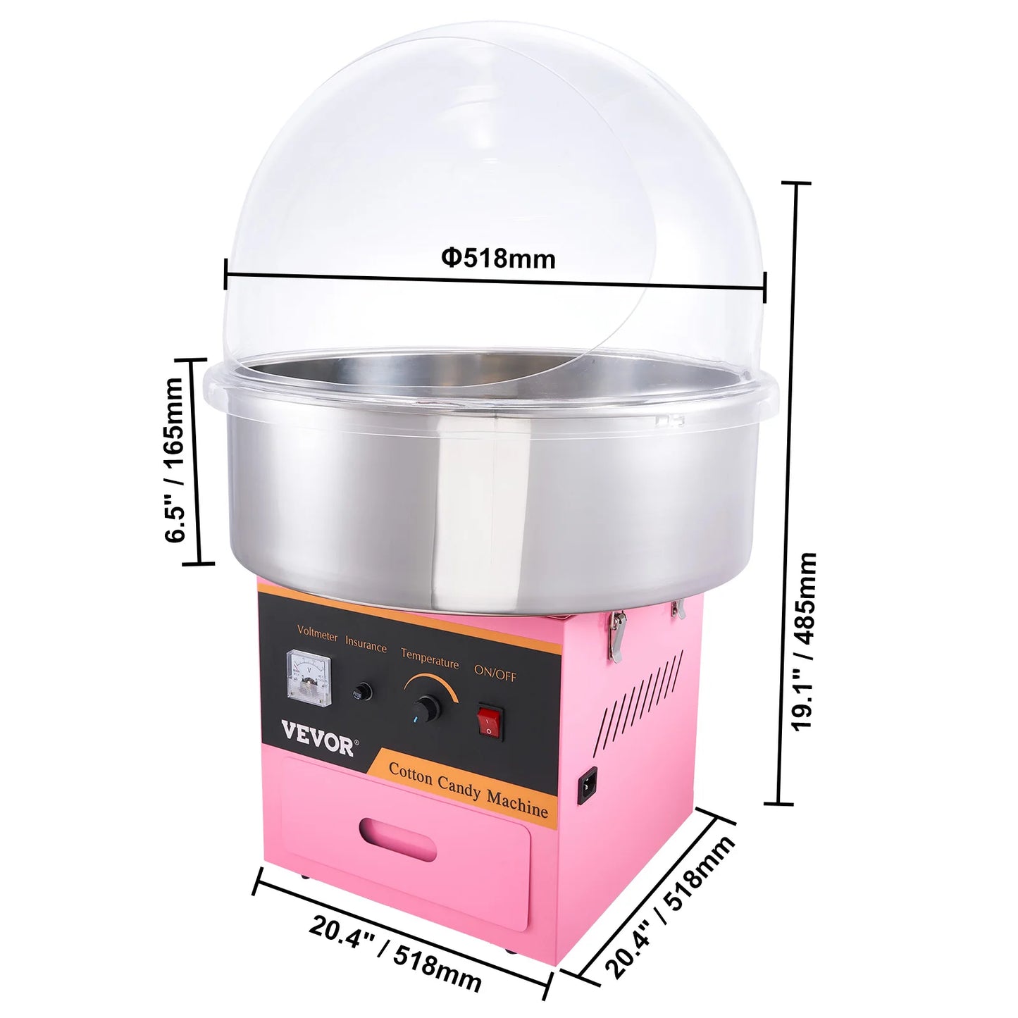 Suikerspinmachine – Suikerspin Maker – Suikerspinapparaat – Suikerspinmachine Voor Feestjes – Roestvrijstalen Kom – Krachtige 500W Motor