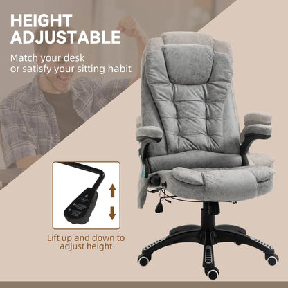 Multifunctionele Bureaustoel – Ergonomische Stoel – Massage Stoel – Comfortabele Bureaustoel – Verstelbare Rugleuning – 6 Massagepunten – Warmtefunctie - 68 x 72 x 110-120 cm - Grijs - QUORE