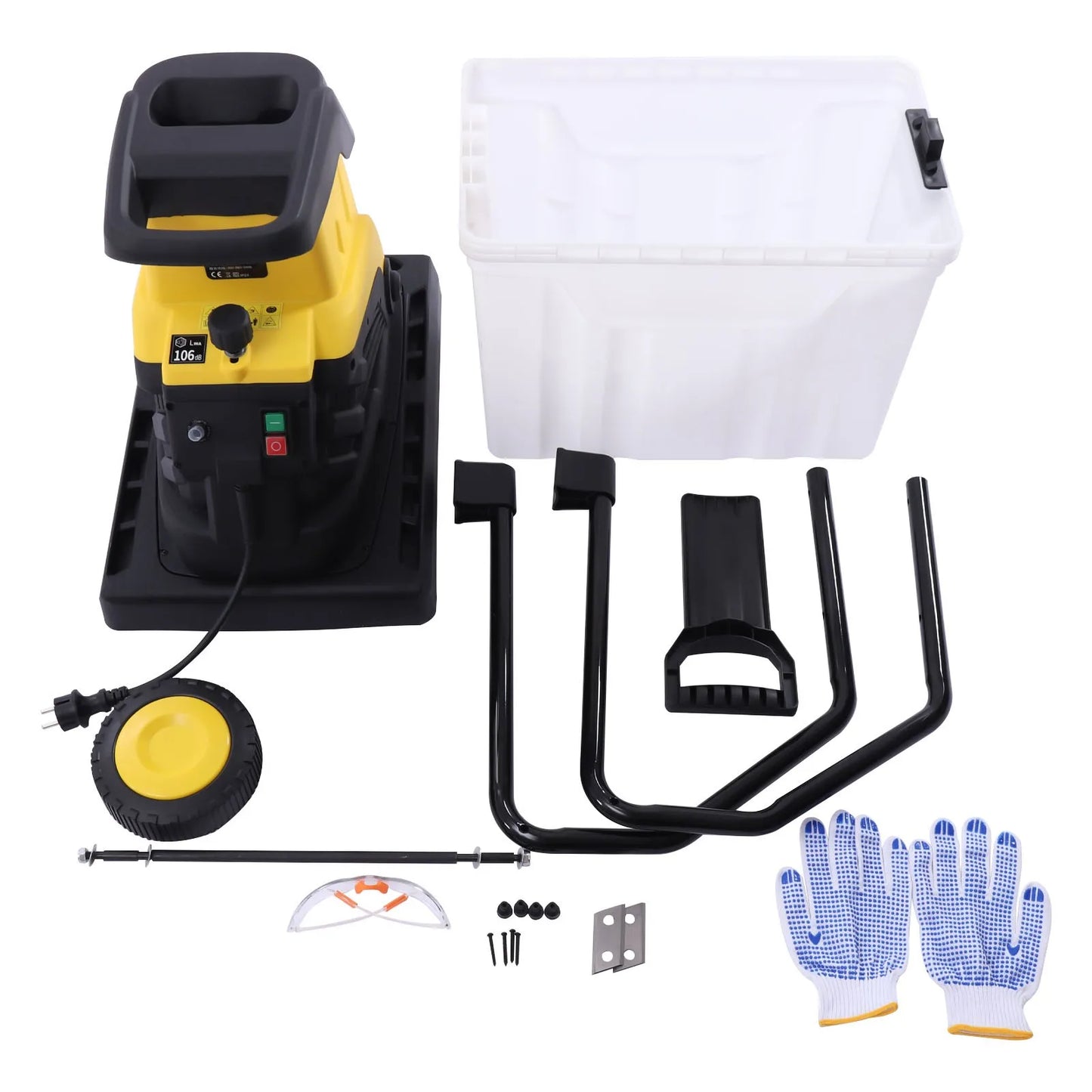 Elektrische Houtversnipperaar – Takkenversnipperaar – Tuinhakselaar – Mulchversnipperaar – Compostversnipperaar – 2500 Watt Motor – 45 Liter Opvangbak