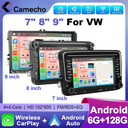 Inefala 7/9 Inch 6+128G CarPlay Android Auto Car Radio for VW Volkswagen Golf 5 6 Touran Passat B6 Polo Jetta Sharan Seat Skoda