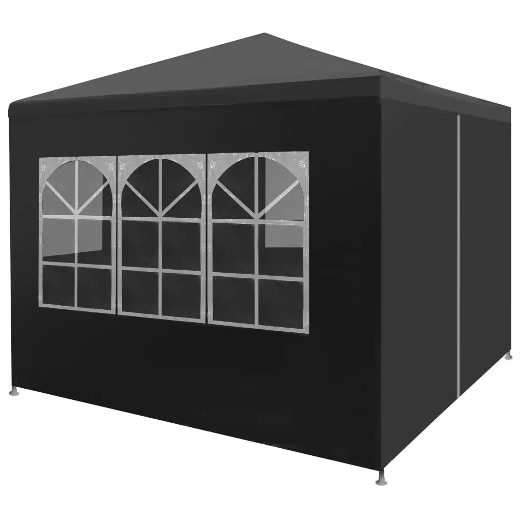 Tuinpaviljoen – Partytent – Tuintent –  Ontvangsttent – Marktkraamtent – Buitenoverkapping – Waterdicht PE – Roestvrij Stalen Frame - 3x3m - Zwart