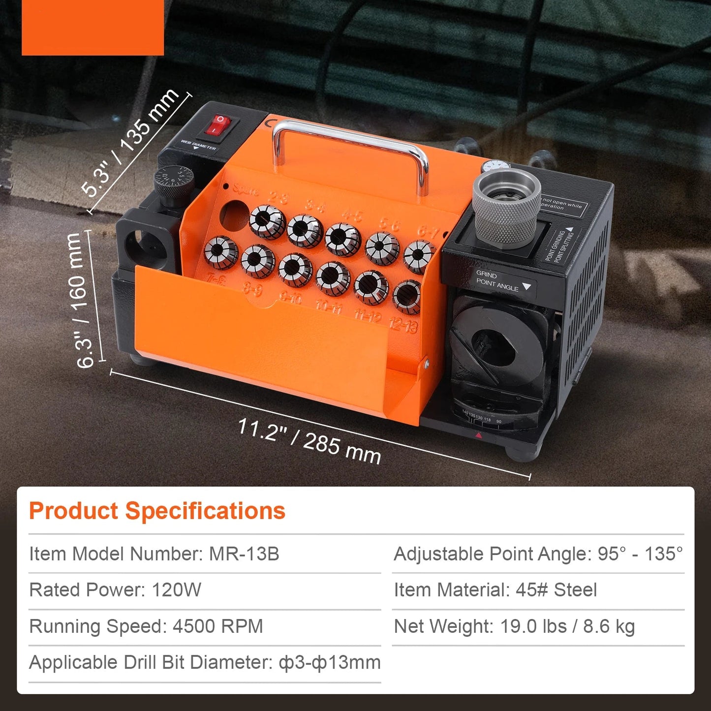 Bitslijper – Boorbitenslijper – Boorbetslijper – Slijpmachine – 120 Watt Motor – Verstelbare Slijphoek - QUORE