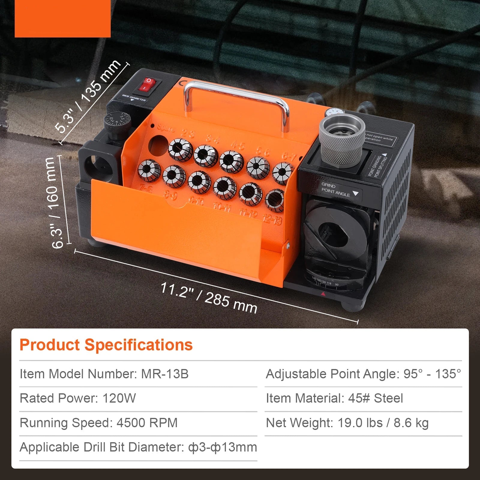Bitslijper – Boorbitenslijper – Boorbetslijper – Slijpmachine – 120 Watt Motor – Verstelbare Slijphoek - QUORE