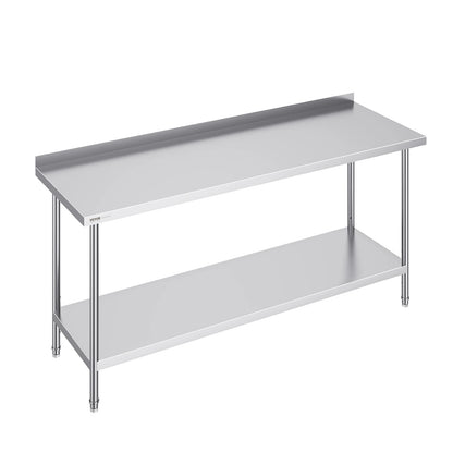 SucceBuy 24 x 72 x 36 Inch Stainless Steel Work Table Commercial Food Prep Worktable Heavy Duty Prep Worktable Metal Work Table