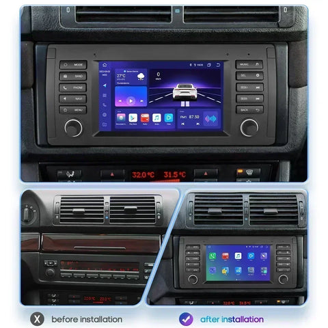 CarPlay - Multimedia Autoradio - Car CarPlay Scherm - Autoradio - 2 Din - Android 12 - Auto Multimedia Speler - Navigatie - voor BMW E39 E53 M5 1995-2003 - Audio Stereo - BT - GPS - Wifi - S3 (8Core 3G 32G)