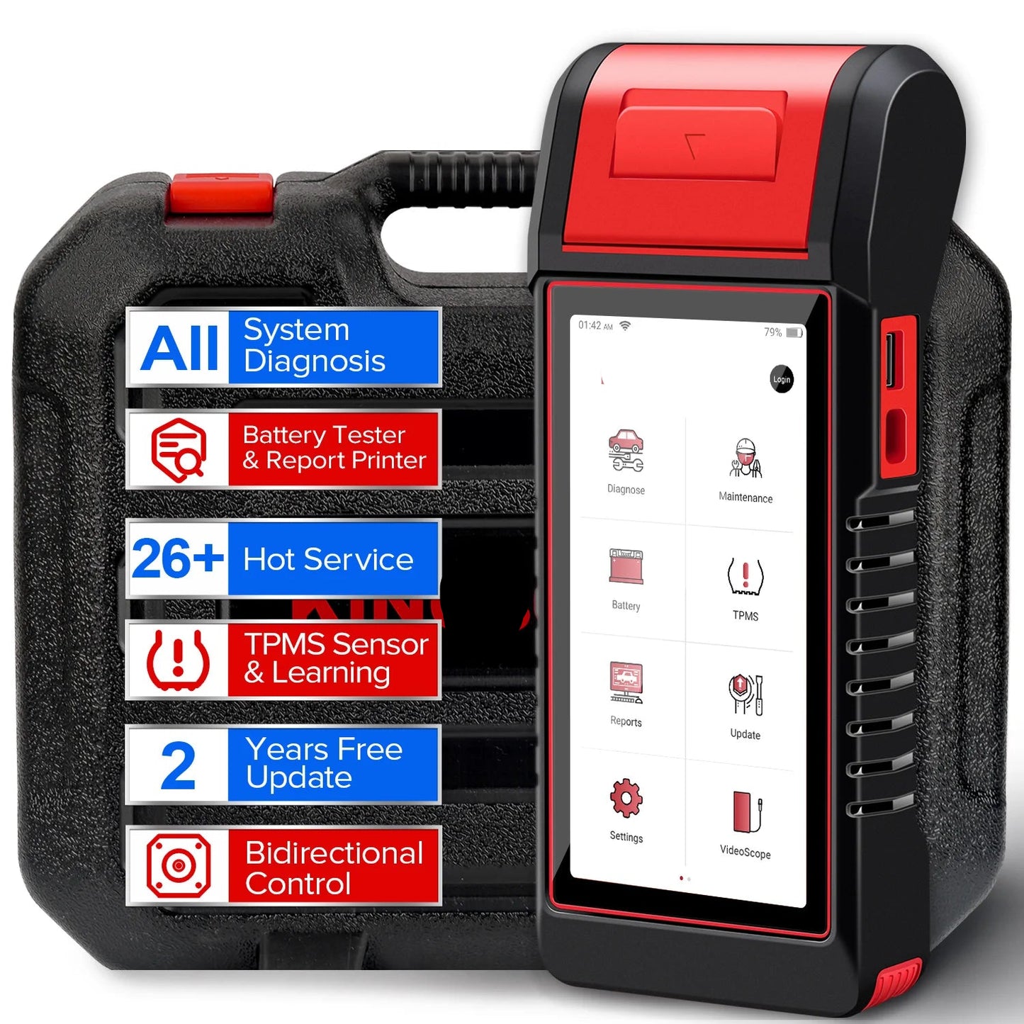OBD2 Scanner – Auto Uitleesapparaat – Diagnoseapparaat – Auto Scanner – Diagnosetool – 5.99 Inch Touchscreen – Ingebouwde Printer