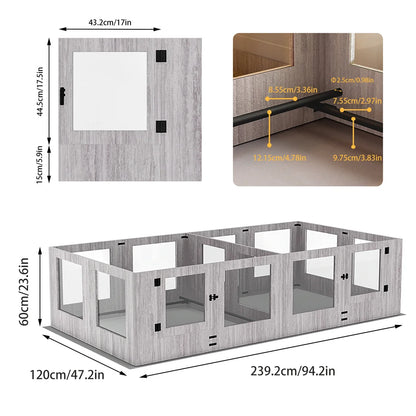Whelpbox – Puppybox – Speelren – Kennel – Gehard Glas – Doorschuifbare Scheidingswand - AB - QUORE