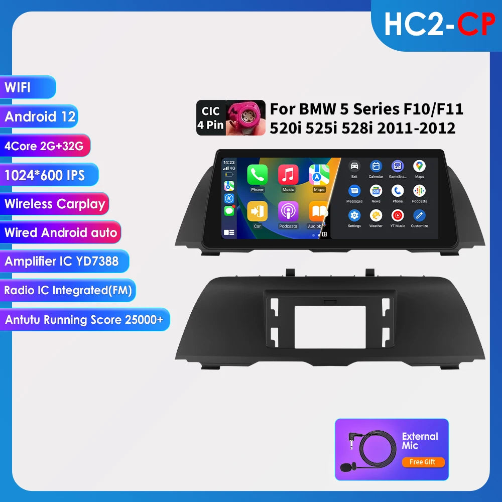 AI Intelligent Player 2din Android Car Radio Multimedia Video Player for BMW 5 Series F10 F11 F12 CIC NBT GPS Nav Carplay 4G RDS