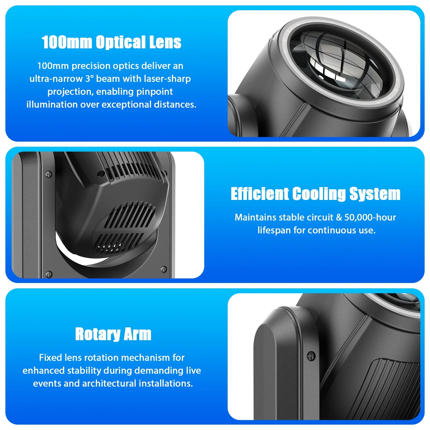 LED Moving Head Licht – Moving Head Lamp – DJ Licht – Podiumverlichting – RGB Effect Lamp – Set van 2 Zwart EU Plug – 150W Krachtige LED – 3° Smalle Beam Angle - QUORE