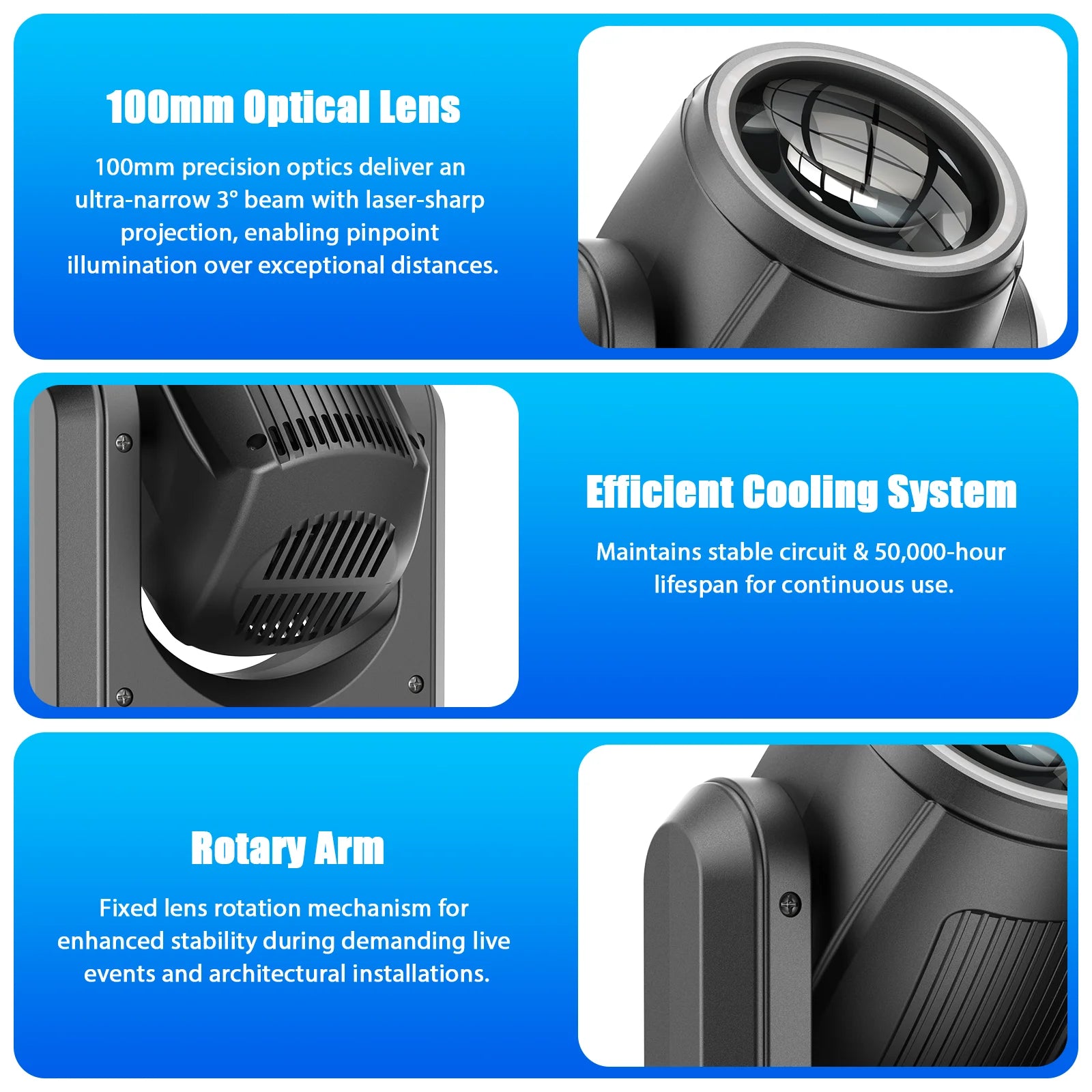 LED Moving Head Licht – Moving Head Lamp – DJ Licht – Podiumverlichting – RGB Effect Lamp – Set van 2 Zwart EU Plug – 150W Krachtige LED – 3° Smalle Beam Angle - QUORE