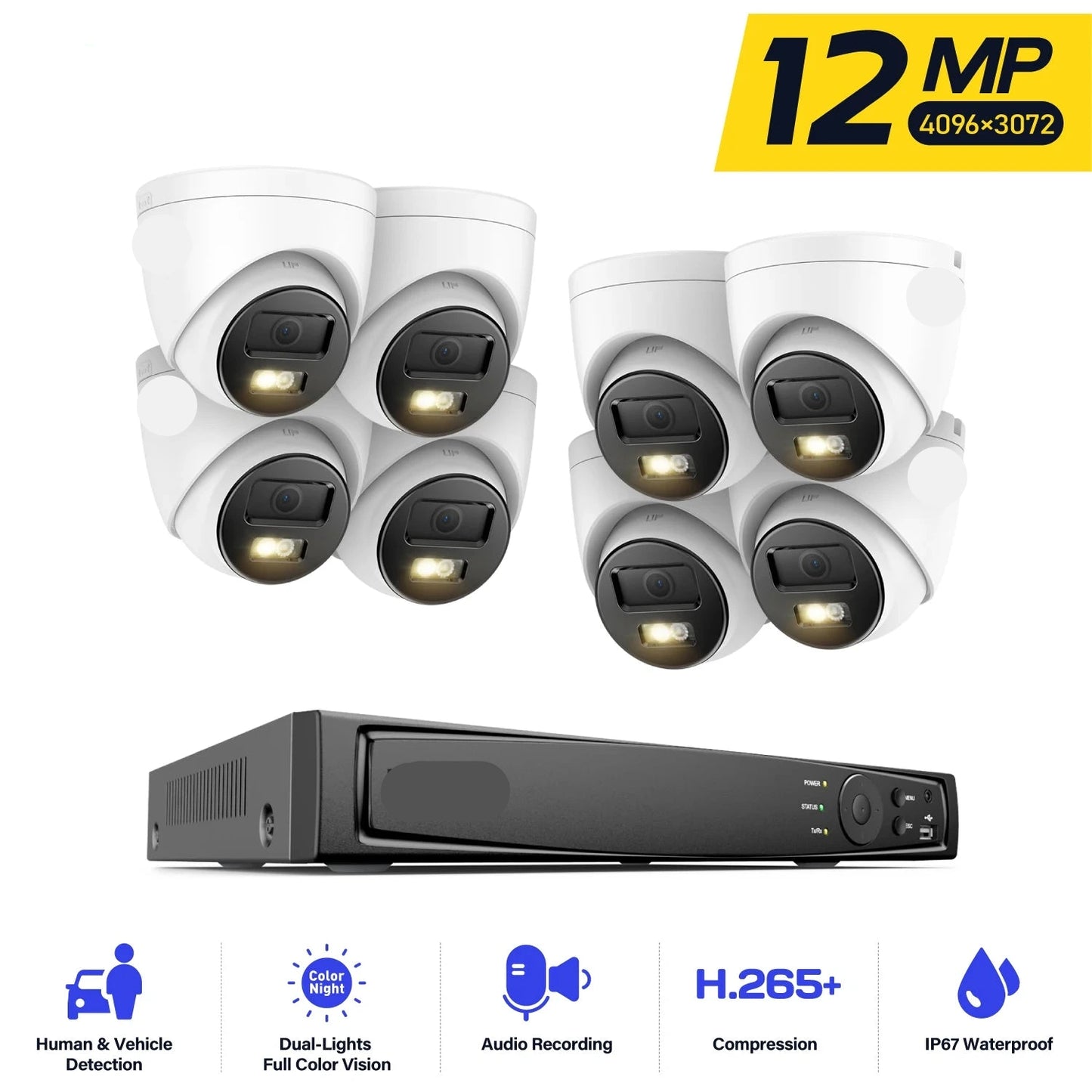 IP-Bewakingscamera – PoE Camera – 12MP Camera – Nachtzicht Camera – IP67 Waterdicht – Bewegingsherkenning – MicroSD Opslag